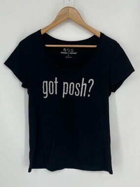 Threads 4 Thought Got Posh? Organic Cotton Blend Tee Women’s Size Large Black